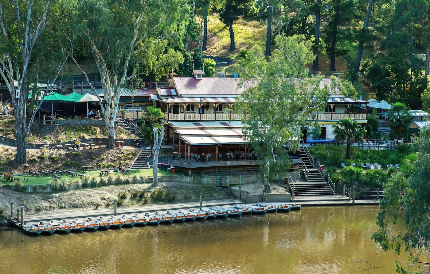 Aerial view of waterfront estate, The Colony